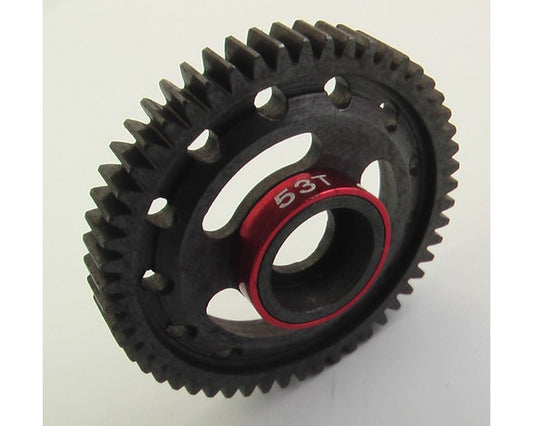Hot Racing Steel Spur Gear, 53 Tooth, Red, for Traxxas 1/16 Scale