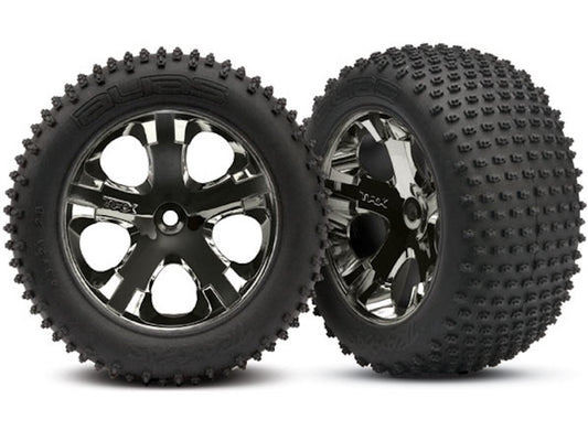 Traxxas 3770A Tires & Wheels 2.8" Rustler 2wd All-Star Black Chrome Alias