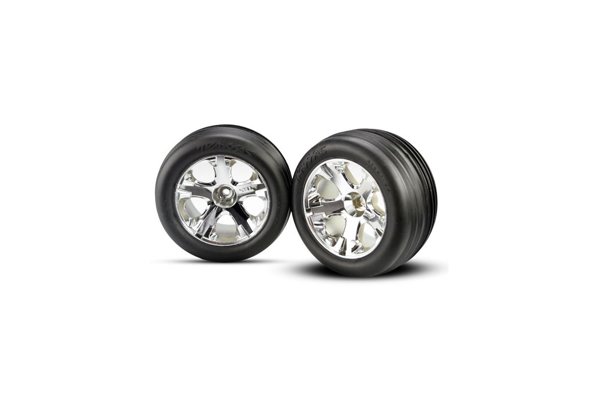 Traxxas 3771 All-Star Chrome Ribbed Tires Wheels