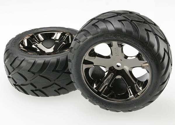 Traxxas 3773A All-Star 2.8" Black Chrome Wheels & Anaconda Tires (2)