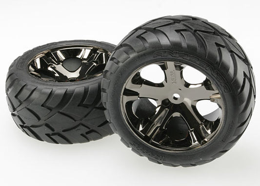 Traxxas 3773A All-Star 2.8" Black Chrome Wheels & Anaconda Tires (2)