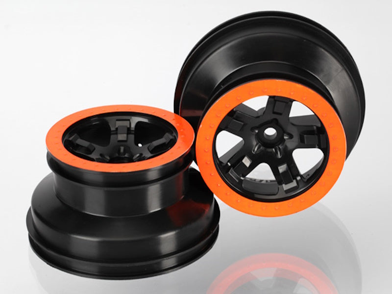 Traxxas 5868X Dual Profile Short Course Wheels Blk/Orng (2) Slash Rear 12mm