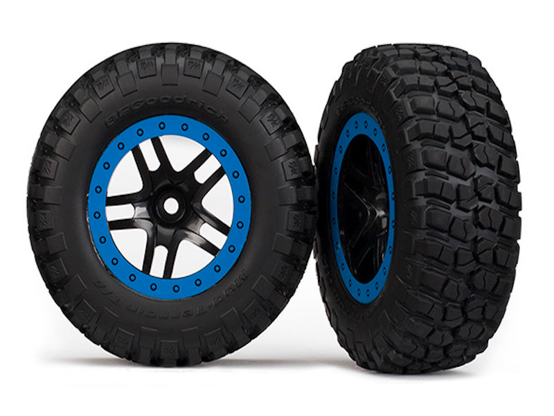 Traxxas 5885A SCT Blue Beadlock Wheels & Tires (2)