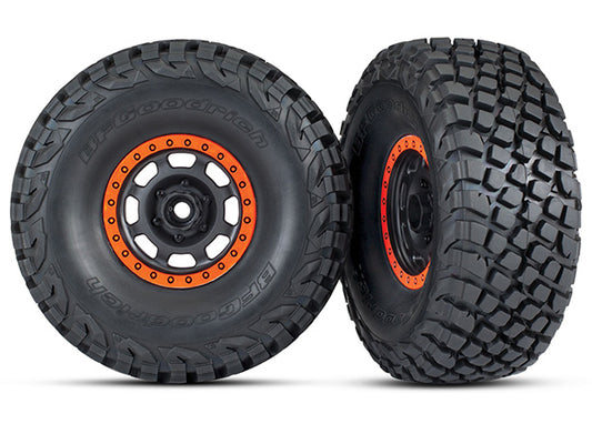 Traxxas 8472 Desert Racer Black & Orange Wheels w/ BFG Tires (2)