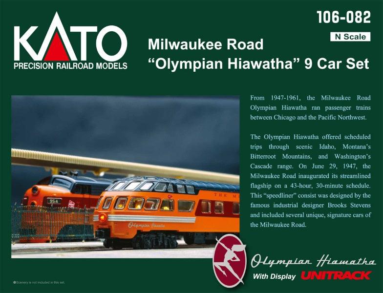 Kato 106-082 N Milwaukee Road Olympian Hiawatha 9 Car Set w Unitrack - PowerHobby