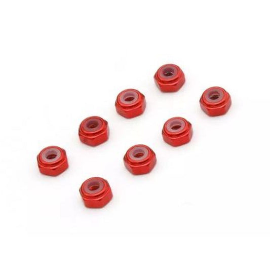 Kyosho Mini-Z M2 Aluminum Nylon Lock Nuts Red 8-Pack MZW128R.