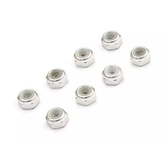 Kyosho MZW128S M2 Aluminum Nylon Color Nut 8pcs (Silver) for Mini-Z (8pcs).