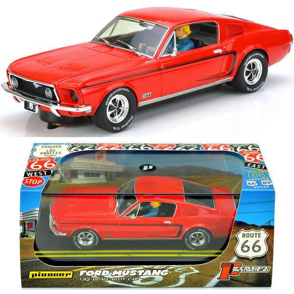 Pioneer 1968 Ford Mustang Fastback GT Red 1/32 Slot Car for