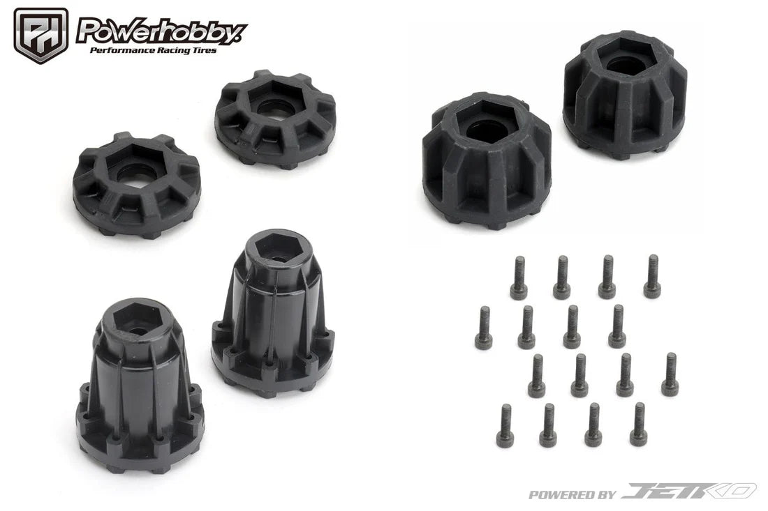 Powerhobby 1/8 MT 3.8 Raptor Belted Mounted Tires w Removable Hex Wheels (2).