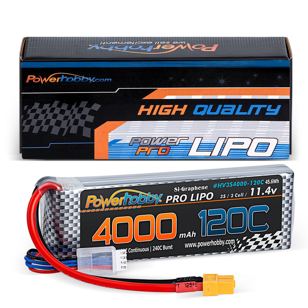 Powerhobby 3s 11.4V 4000mah 120c Graphne + HV Lipo Battery w XT60 Plug - PowerHobby