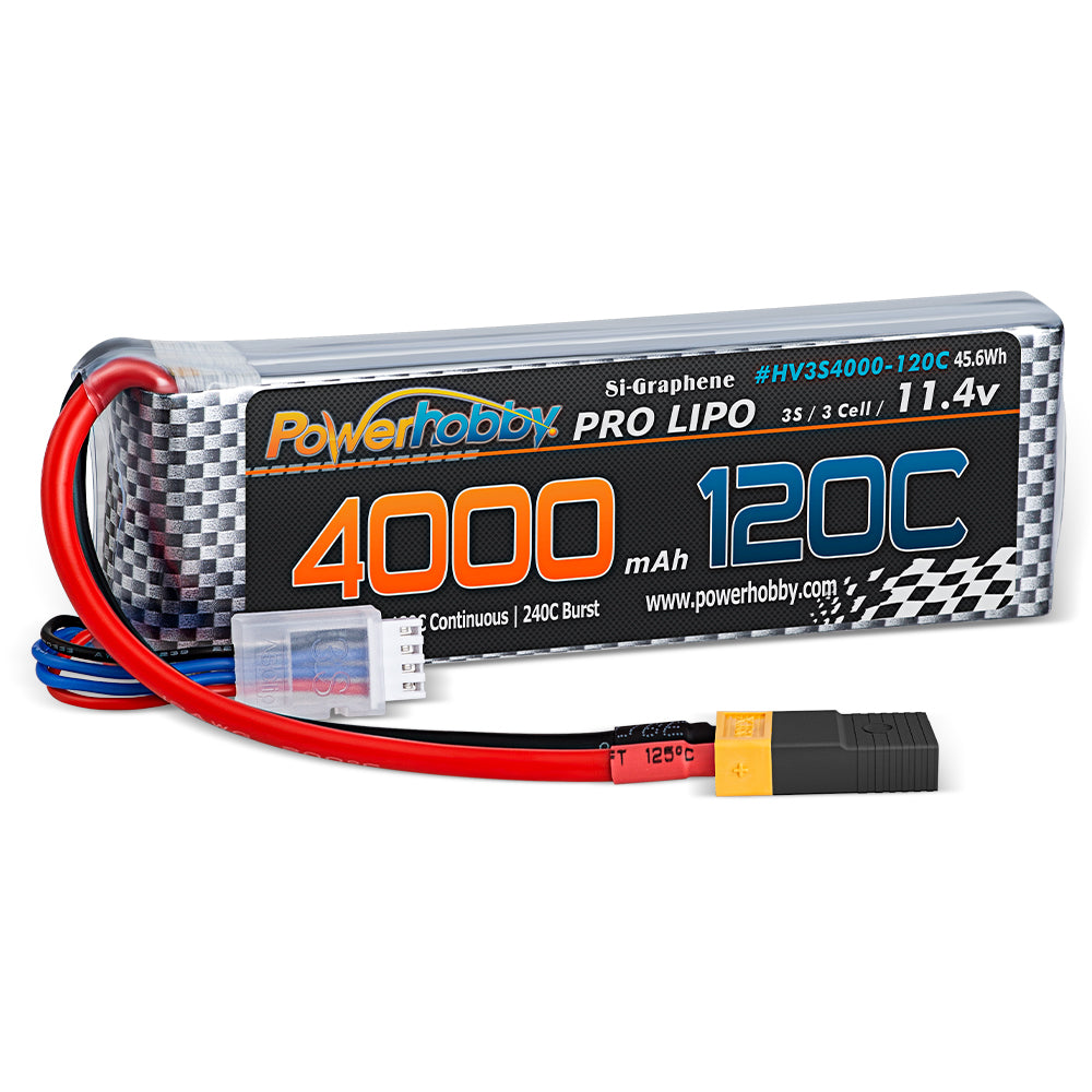 Powerhobby 3s 11.4V 4000mah 120c Graphne + HV Lipo Battery w XT60 Plug - PowerHobby