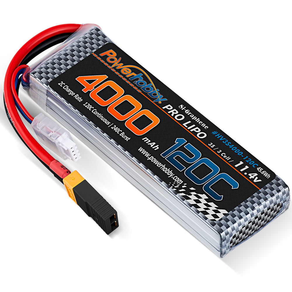 Powerhobby 3s 11.4V 4000mah 120c Graphne + HV Lipo Battery w XT60 Plug - PowerHobby