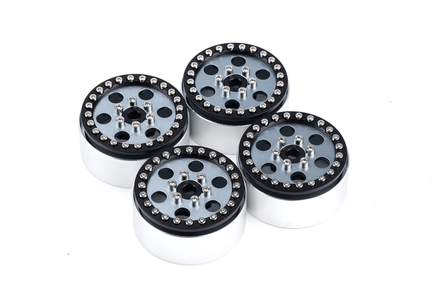 Powerhobby B5 Aluminum 1.9 Beadlock Wheels Super Positive Offset Grey (4) Rock Crawler