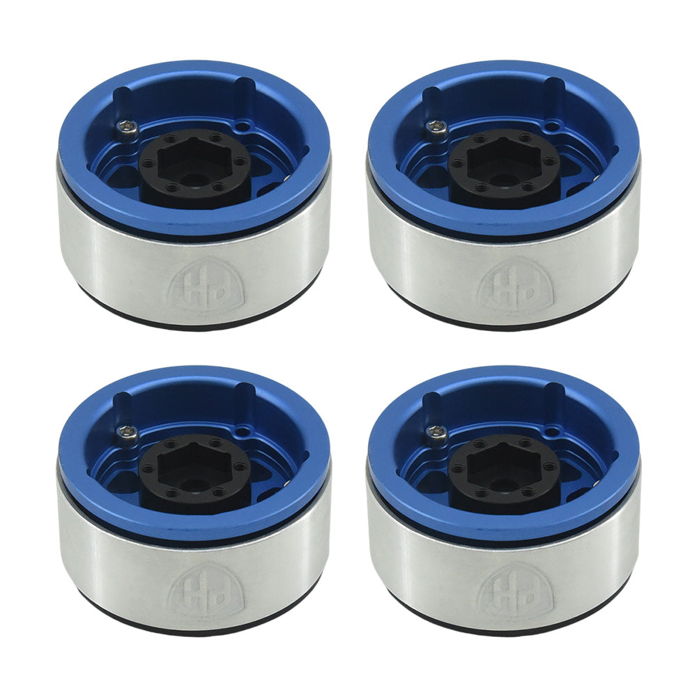 Powerhobby Aluminum 1.55" Beadlock Wheels Blue (4) 1/10 Rock Crawler - PowerHobby