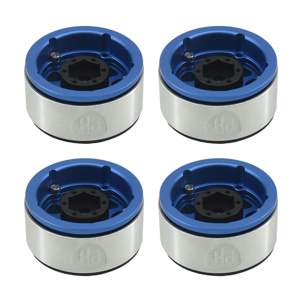 Powerhobby Aluminum 1.55" Beadlock Wheels Blue (4) 1/10 Rock Crawler - PowerHobby