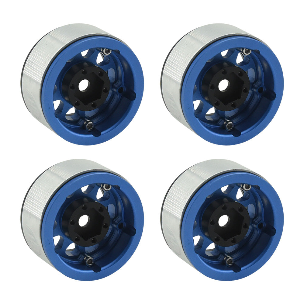 Powerhobby Aluminum 1.55" Beadlock Wheels Blue (4) 1/10 Rock Crawler - PowerHobby