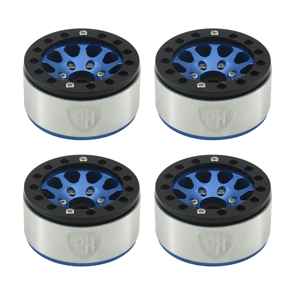 Powerhobby Aluminum 1.55" Beadlock Wheels Blue (4) 1/10 Rock Crawler - PowerHobby