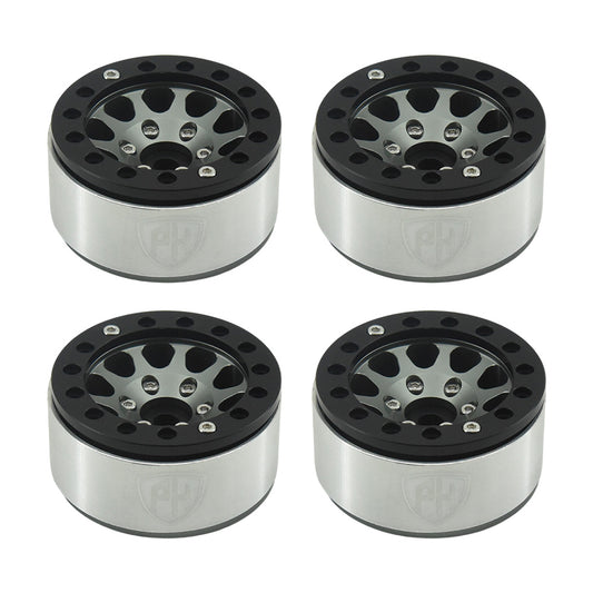 Powerhobby Aluminum 1.55" Beadlock Wheels Grey (4) 1/10 Rock Crawler - PowerHobby