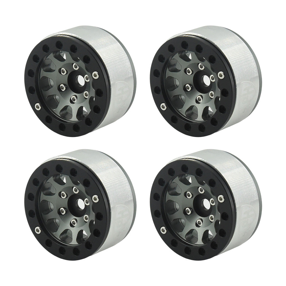 Powerhobby Aluminum 1.55" Beadlock Wheels Grey (4) 1/10 Rock Crawler - PowerHobby