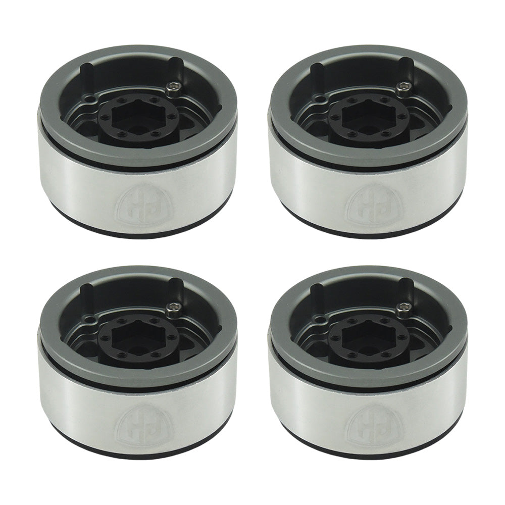 Powerhobby Aluminum 1.55" Beadlock Wheels Grey (4) 1/10 Rock Crawler - PowerHobby