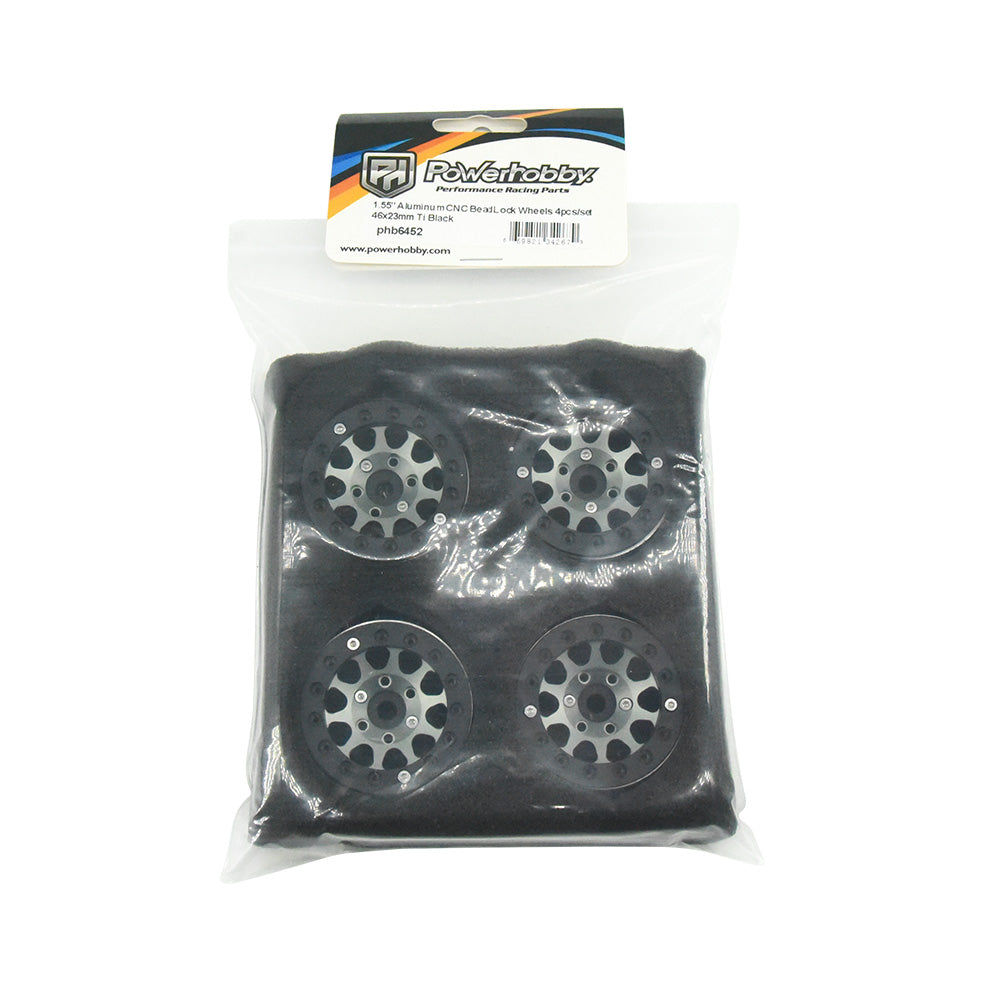 Powerhobby Aluminum 1.55" Beadlock Wheels Grey (4) 1/10 Rock Crawler - PowerHobby