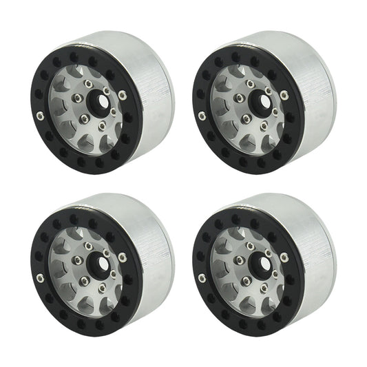 Powerhobby Aluminum 1.55" Beadlock Wheels Silver (4) 1/10 Rock Crawler - PowerHobby