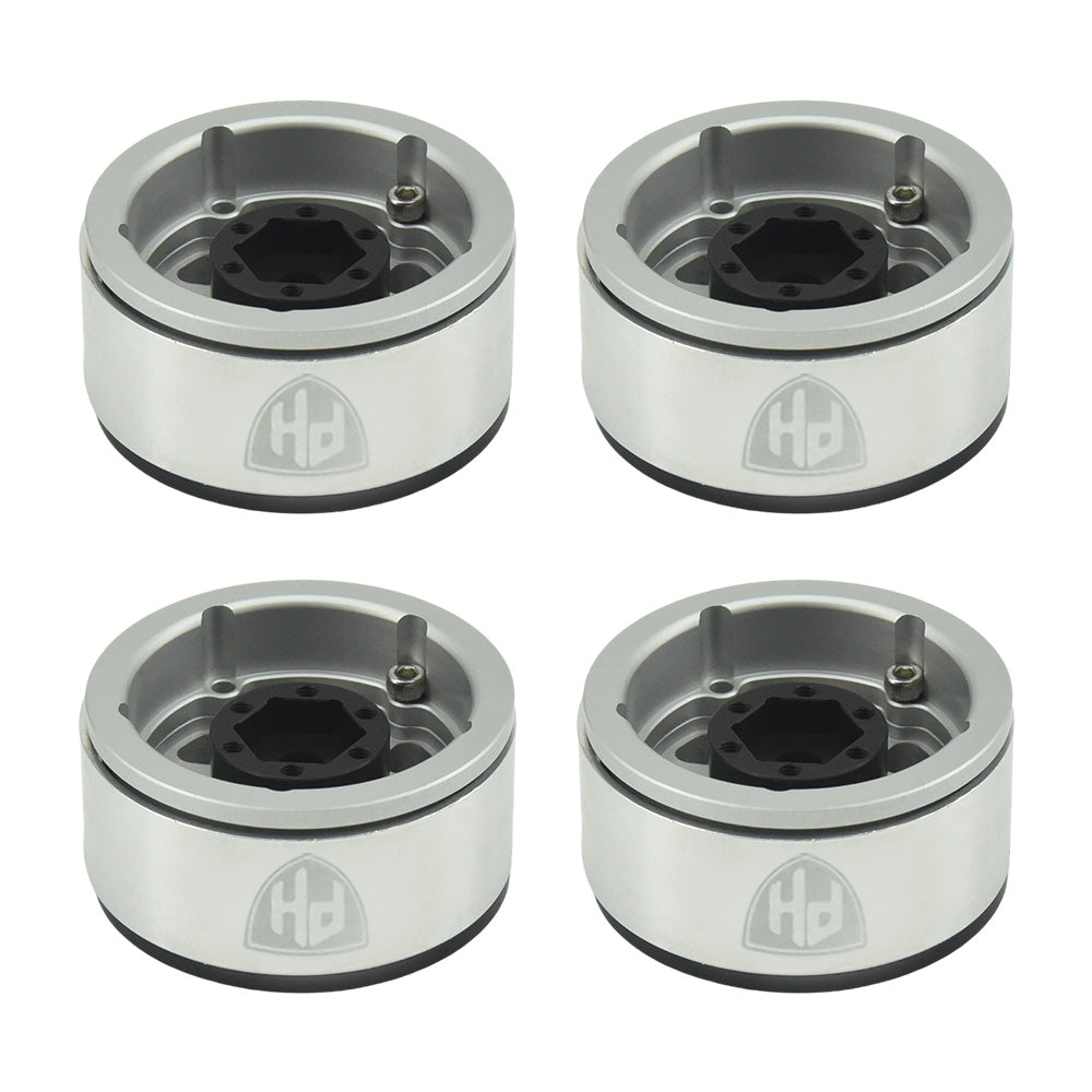 Powerhobby Aluminum 1.55" Beadlock Wheels Silver (4) 1/10 Rock Crawler - PowerHobby