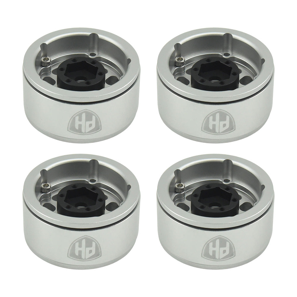 Powerhobby Aluminum 1.55" Beadlock Wheels Silver (4) 1/10 Rock Crawler - PowerHobby