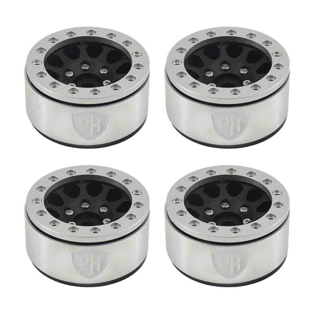 Powerhobby Aluminum 1.55" Beadlock Wheels Black (4) 1/10 Rock Crawler - PowerHobby