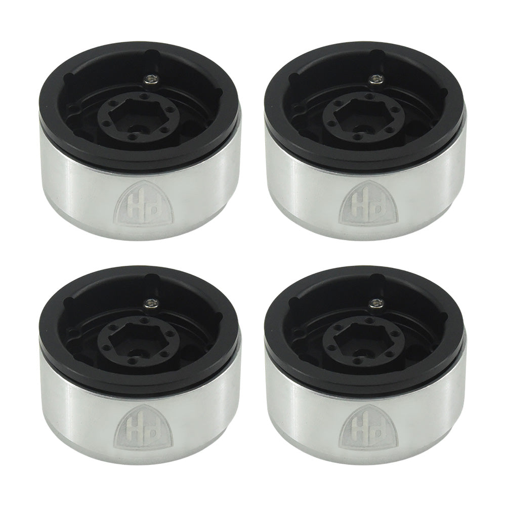 Powerhobby Aluminum 1.55" Beadlock Wheels Black (4) 1/10 Rock Crawler - PowerHobby