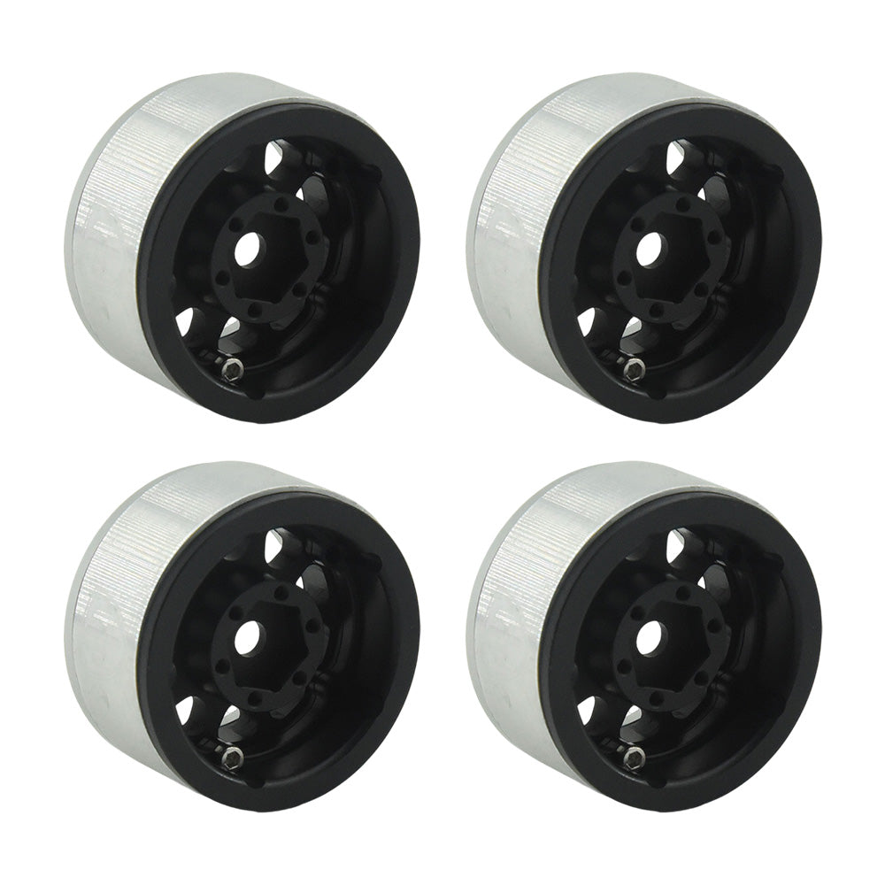 Powerhobby Aluminum 1.55" Beadlock Wheels Black (4) 1/10 Rock Crawler - PowerHobby