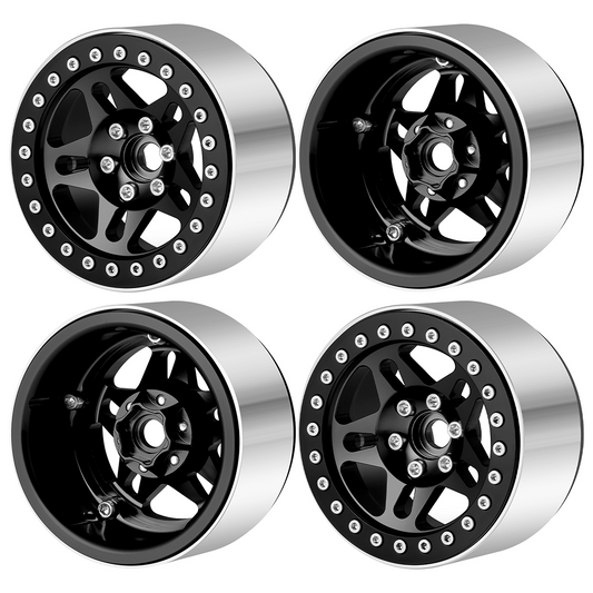 Powerhobby 2.2" Aluminum Wheels Black (4) 1/10 Rock Crawler.