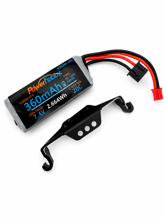 Powerhobby Axial SCX30 7.4V 2S 360mAh LiPo Battery + Aluminum Mount