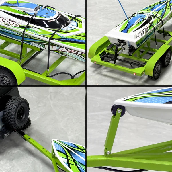 Powerhobby 1/10 Adjustable Metal RC Boat Trailer w/ LED Lights Green