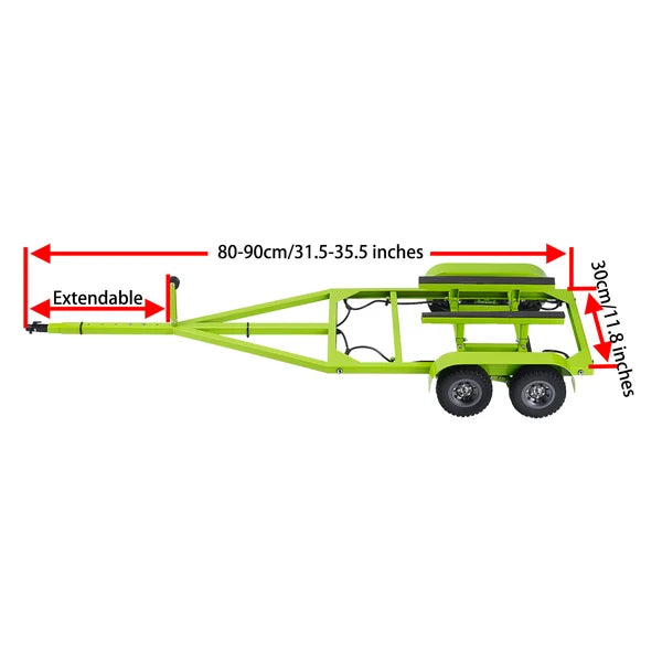 Powerhobby 1/10 Adjustable Metal RC Boat Trailer w/ LED Lights Green