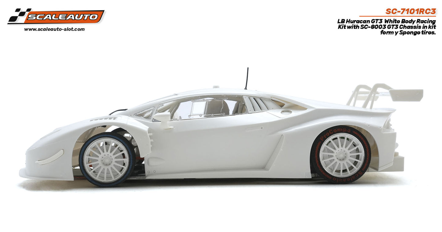 Scaleauto Lamborghini Huracan GT3 White RC3 Kit 1/24 Slot Car SC-7101RC3.