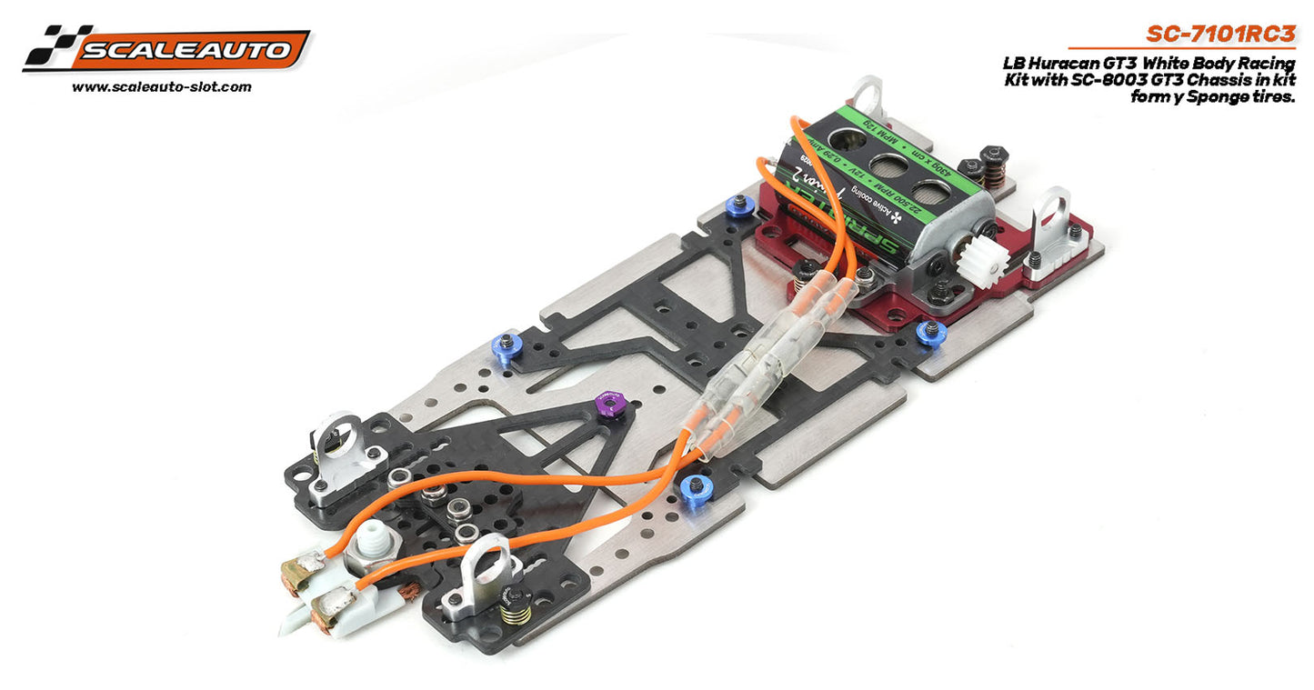 Scaleauto Lamborghini Huracan GT3 White RC3 Kit 1/24 Slot Car SC-7101RC3.