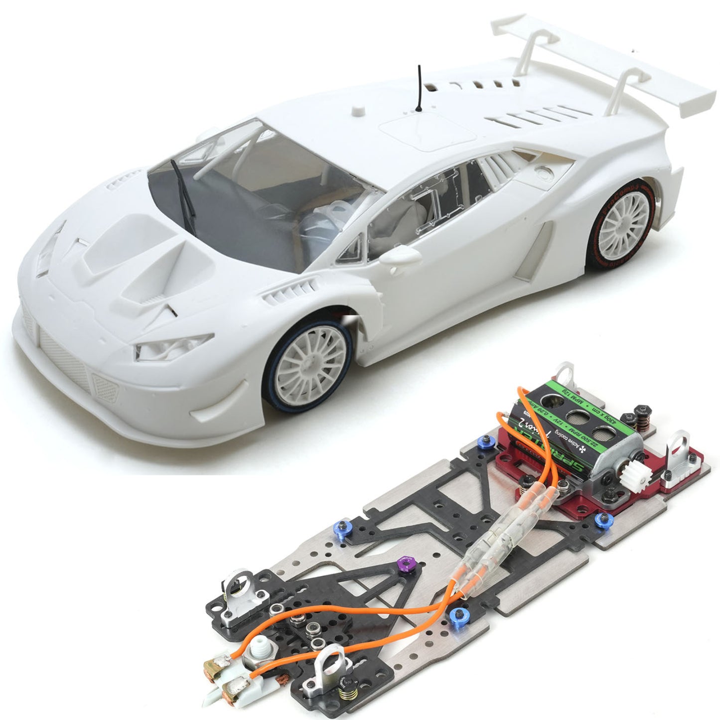 Scaleauto Lamborghini Huracan GT3 White RC3 Kit 1/24 Slot Car SC-7101RC3.