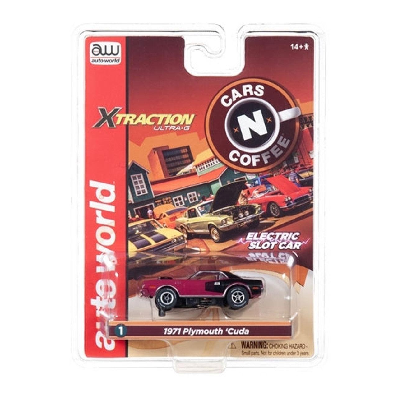 AUTO WORLD ☆73 Plymouth Cuda ☆HOスロットカー Auto World 1971 Plymouth Cuda Xtraction R26 HO Slot Car SC341 for