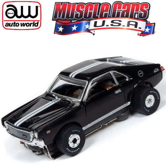 Auto World 1968 AMC AMX Black Thunderjet HO Slot Car SC349 fits AFX