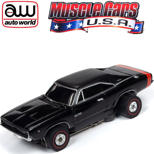 Auto World 1968 Dodge Charger Black Thunderjet HO Slot Car SC349 fits AFX