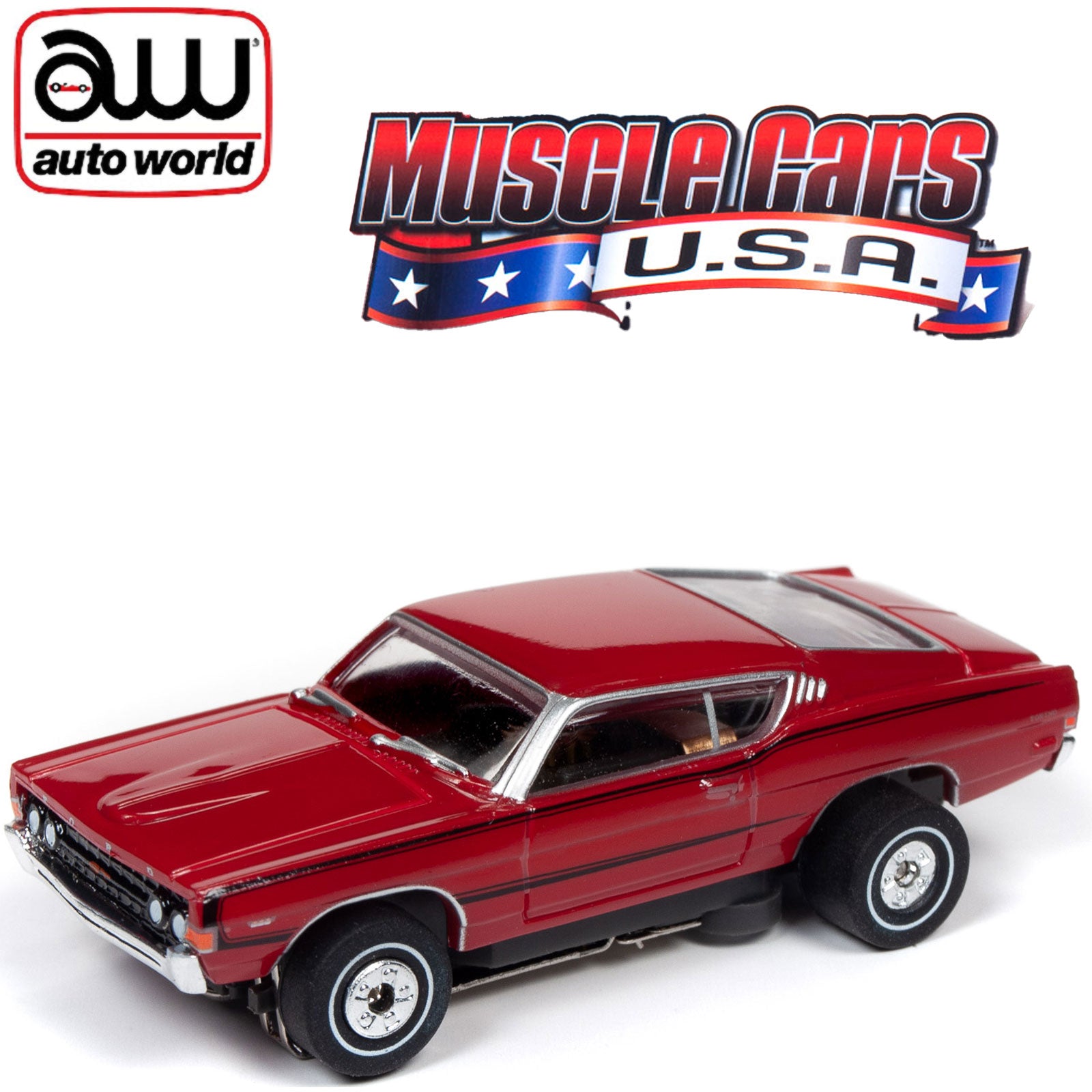 Auto World Thunderjet 1968 Ford Torino (Teal, Black, & White) HO Scale | Auto World Store - Foto 7