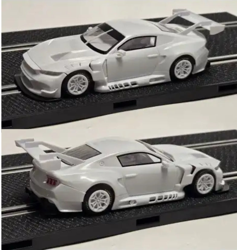 Sideways Ford Mustang GT3 White Kit 1/32 Slot Car SWCAR10K Racer