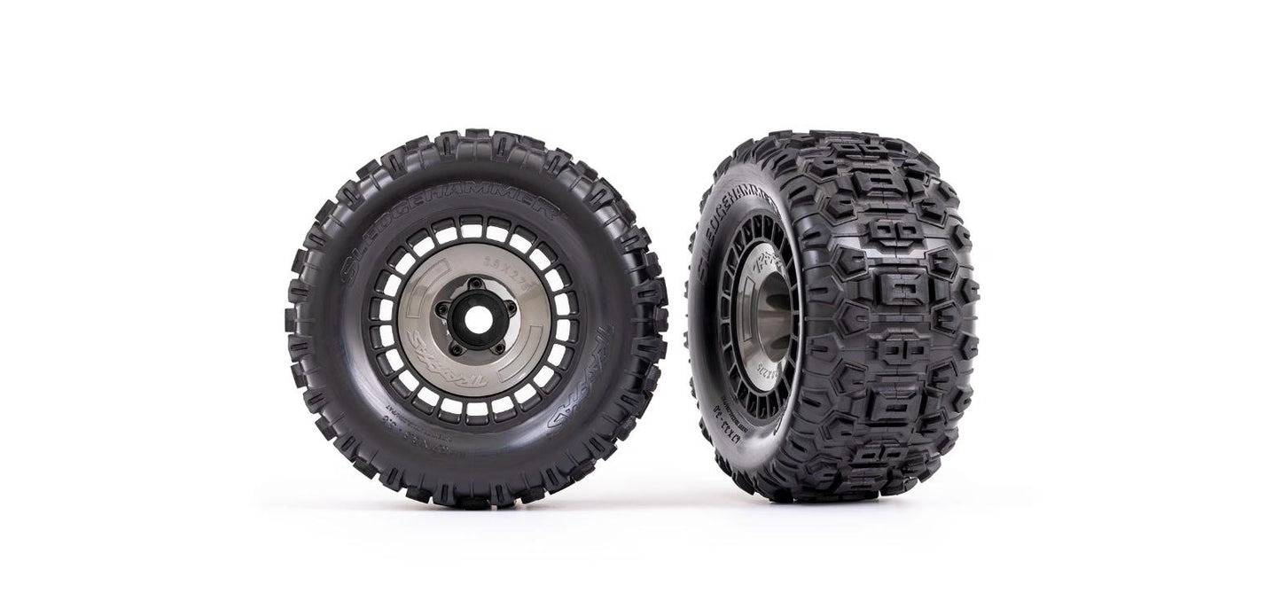 Traxxas 9572 Tires Wheels Sledgehammer Gray Covers