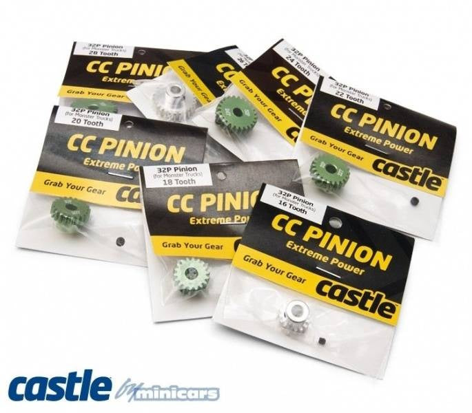 Castle Creations Pinion 32 Pitch Set 16T 18T 20T 22T 24T 26T 28T - PowerHobby
