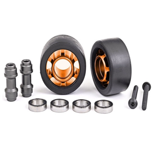 Traxxas 7775T Aluminum Wheelie Bar Wheels Orange Maxx Sledge X-Maxx XRT - PowerHobby