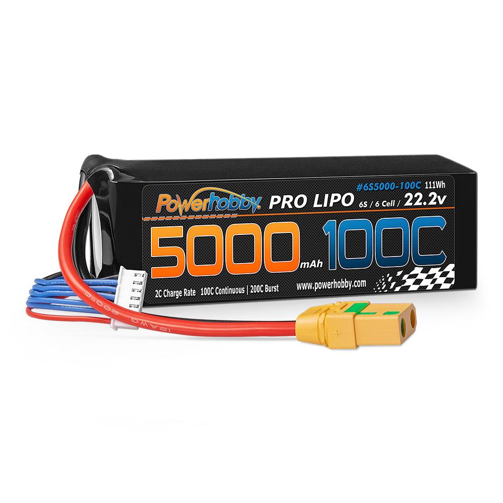 Powerhobby 6s 22.2v 5000mah 100c Lipo Battery w XT90 Plug Soft Case - PowerHobby