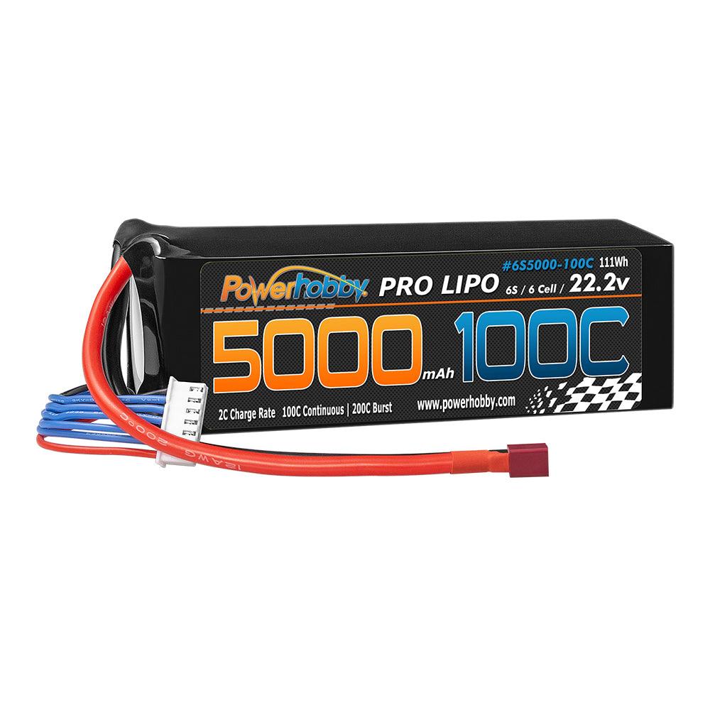 Powerhobby 6s 22.2v 5000mah 100c Lipo Battery w Deans Plug Soft Case - PowerHobby