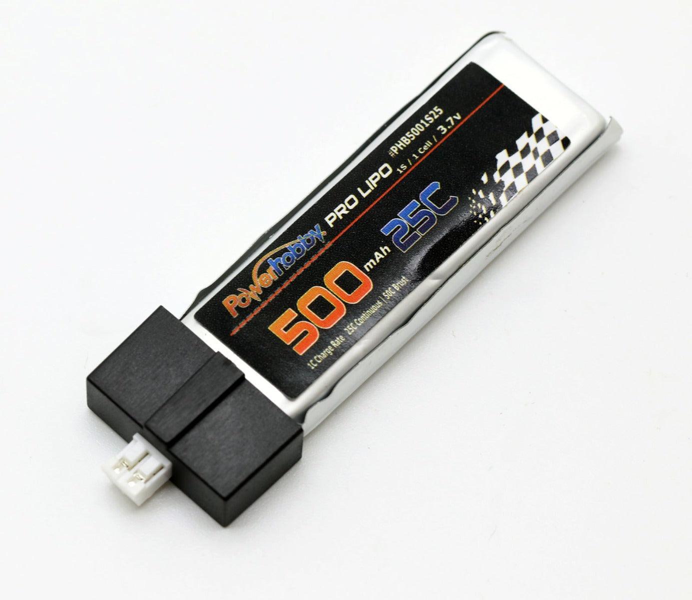Powerhobby 1S 500mah 25c Lipo Battery w PH 2.0 High Current Plug - PowerHobby
