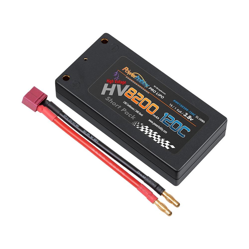 Powerhobby 1S 3.8V 8200MAH 120C HV + GRAPHENE Lipo Battery Hard Case SHORT - PowerHobby